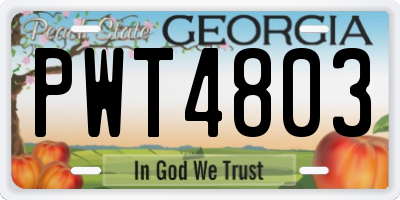 GA license plate PWT4803