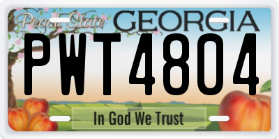 GA license plate PWT4804