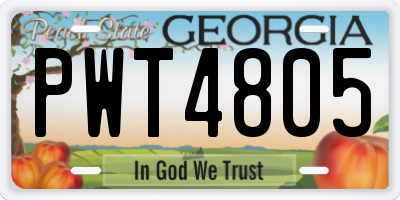 GA license plate PWT4805