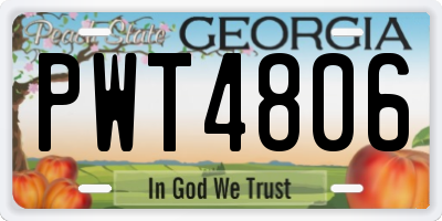 GA license plate PWT4806