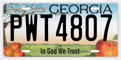 GA license plate PWT4807