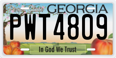 GA license plate PWT4809