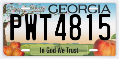 GA license plate PWT4815
