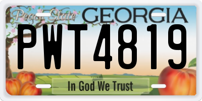 GA license plate PWT4819