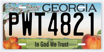 GA license plate PWT4821