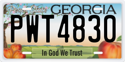GA license plate PWT4830