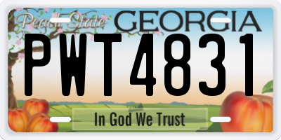 GA license plate PWT4831