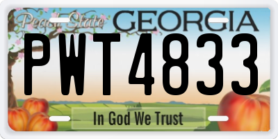GA license plate PWT4833