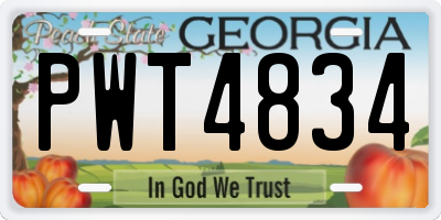 GA license plate PWT4834