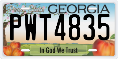 GA license plate PWT4835