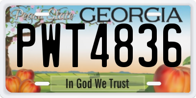 GA license plate PWT4836