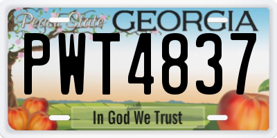 GA license plate PWT4837
