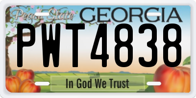 GA license plate PWT4838