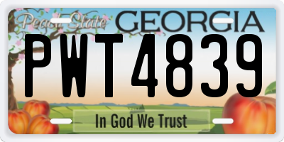 GA license plate PWT4839