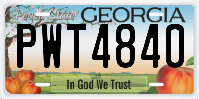 GA license plate PWT4840