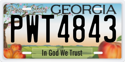 GA license plate PWT4843
