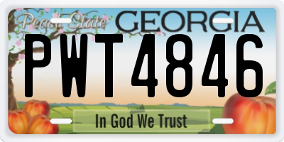 GA license plate PWT4846