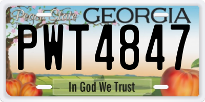 GA license plate PWT4847