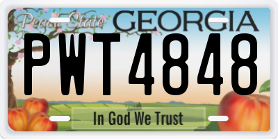 GA license plate PWT4848