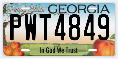 GA license plate PWT4849