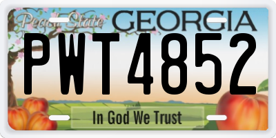 GA license plate PWT4852