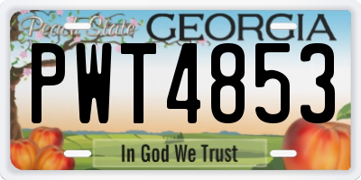 GA license plate PWT4853