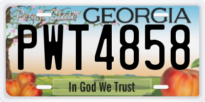 GA license plate PWT4858