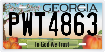 GA license plate PWT4863