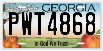 GA license plate PWT4868