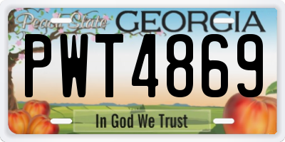 GA license plate PWT4869
