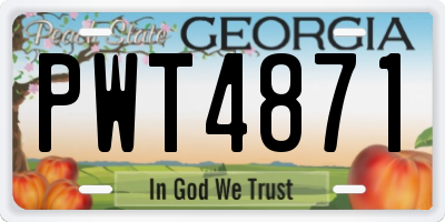 GA license plate PWT4871