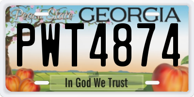 GA license plate PWT4874
