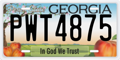 GA license plate PWT4875