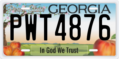 GA license plate PWT4876