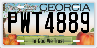 GA license plate PWT4889