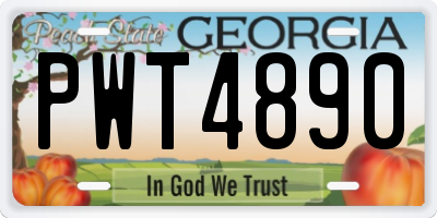 GA license plate PWT4890