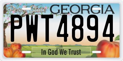 GA license plate PWT4894