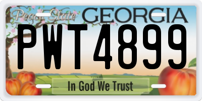 GA license plate PWT4899