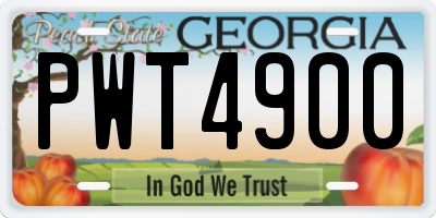 GA license plate PWT4900