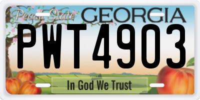 GA license plate PWT4903