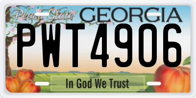 GA license plate PWT4906
