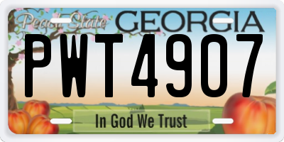 GA license plate PWT4907