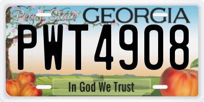 GA license plate PWT4908