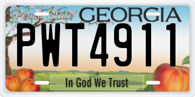 GA license plate PWT4911