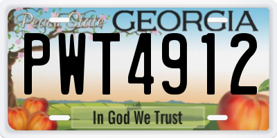 GA license plate PWT4912