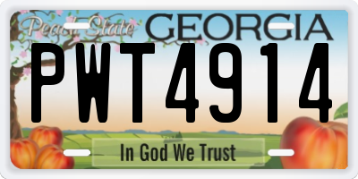 GA license plate PWT4914