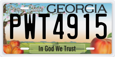 GA license plate PWT4915