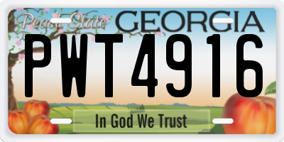 GA license plate PWT4916