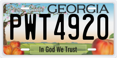 GA license plate PWT4920