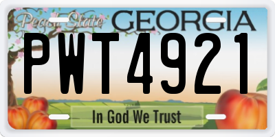 GA license plate PWT4921